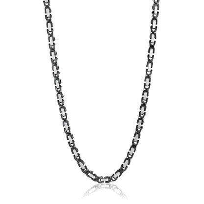 Invicta Jewelry Men's Byzantine Chain Black Two Tone Necklace