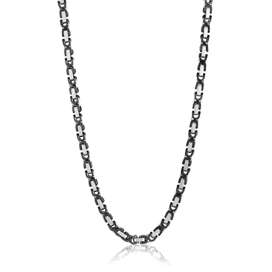 Men's Byzantine Chain Black Two Tone Necklace