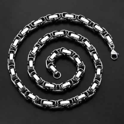 Invicta Jewelry Men's Byzantine Chain Black Two Tone Necklace