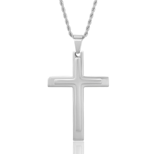 Crucible Jewelry Polished Layered Cross Necklace