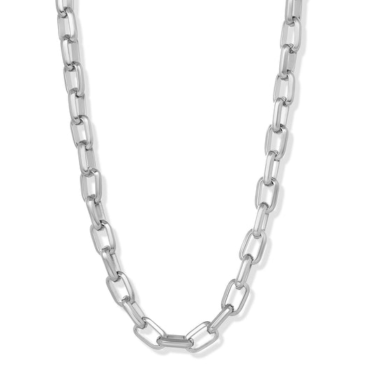 Men's Beveled Edge Large Nautical Oval Link Chain Necklace