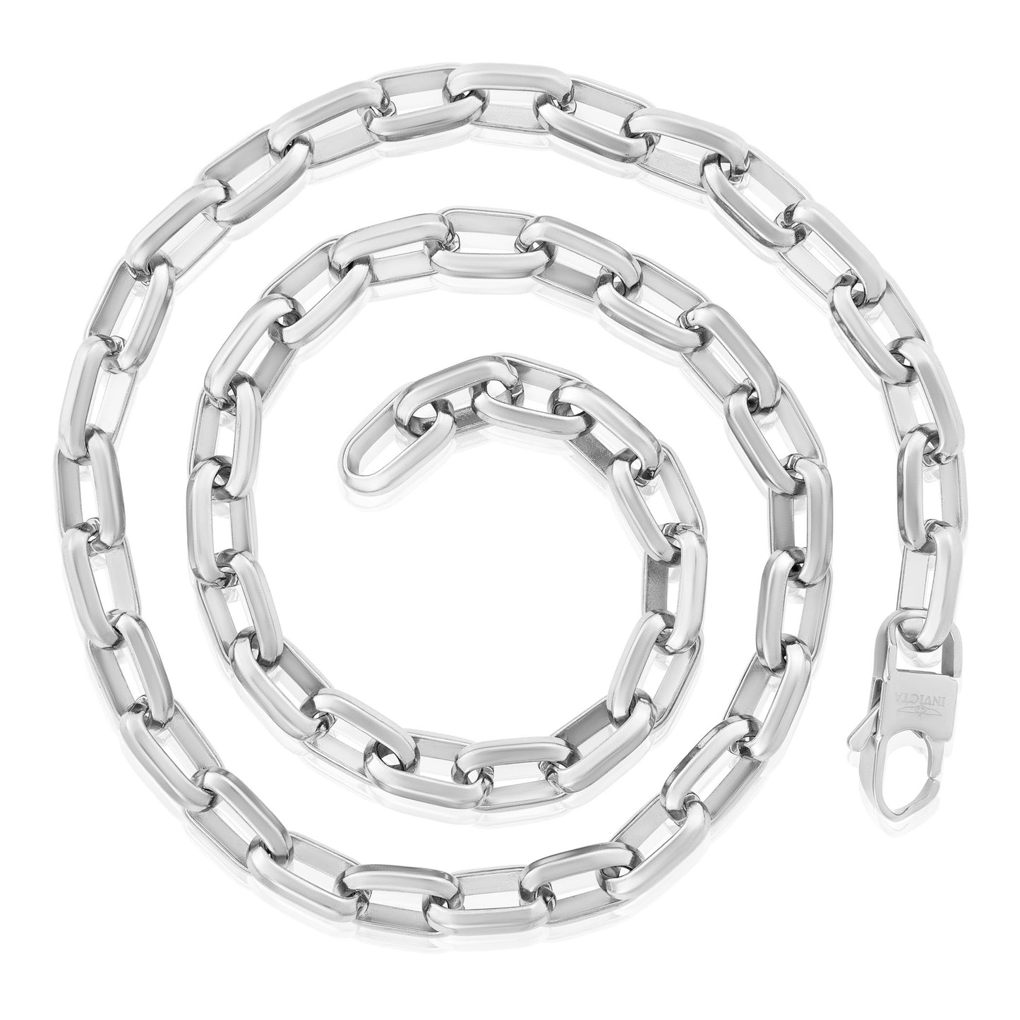 Invicta Jewelry Men's Beveled Edge Large Nautical Oval Links Bracelet and Necklace Chain Set