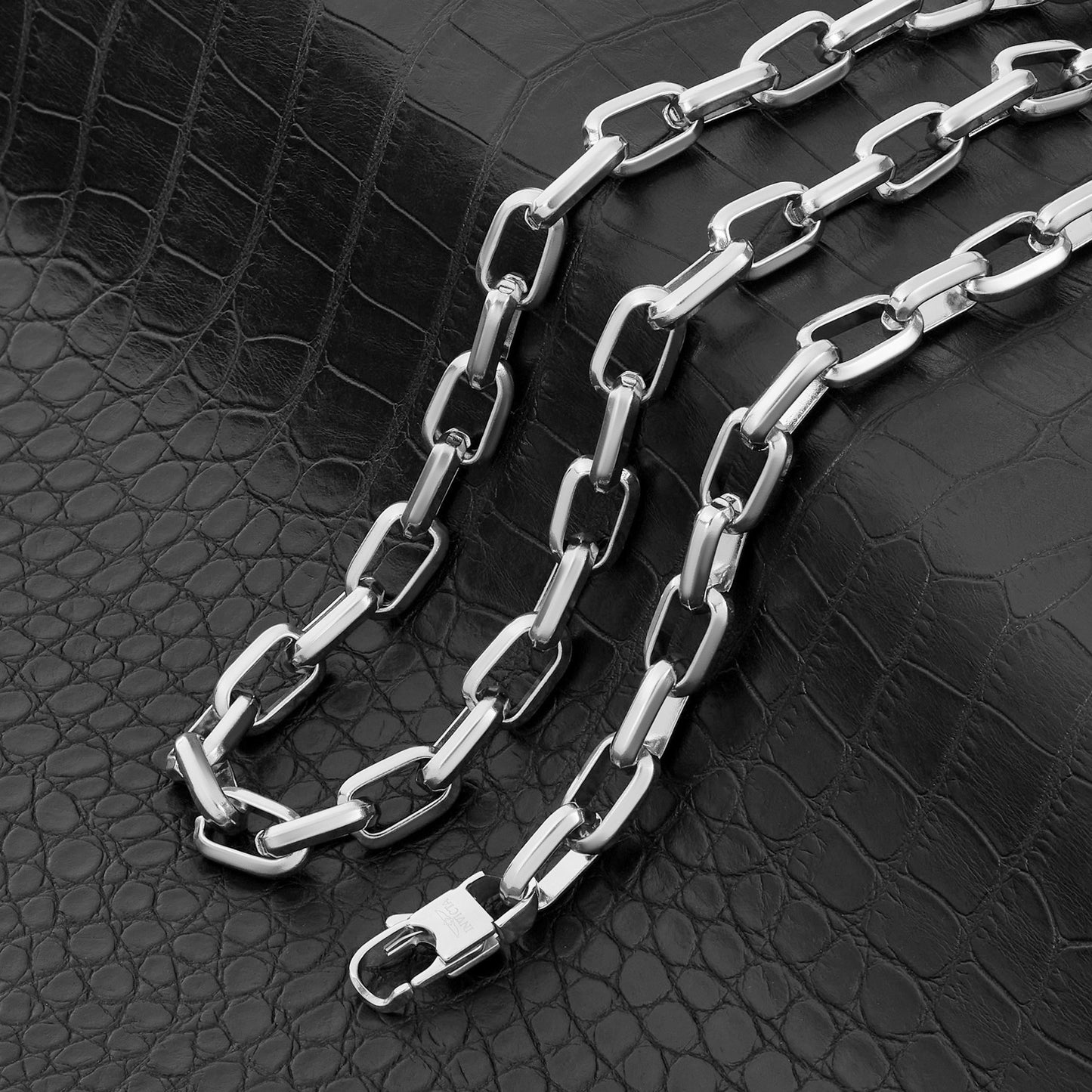 Invicta Jewelry Men's Beveled Edge Large Nautical Oval Links Bracelet and Necklace Chain Set