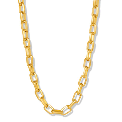 Invicta Jewelry Men's Beveled Edge Large Nautical Oval Link Gold Chain Necklace