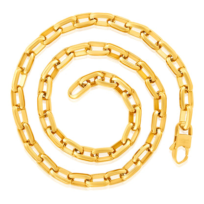 Invicta Jewelry Men's Beveled Edge Large Nautical Oval Link Gold Chain Necklace