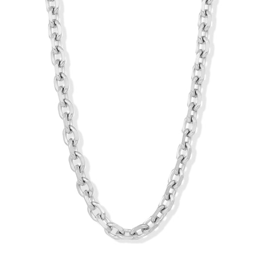 Men's Knife Edge Oval Link Chain Necklace
