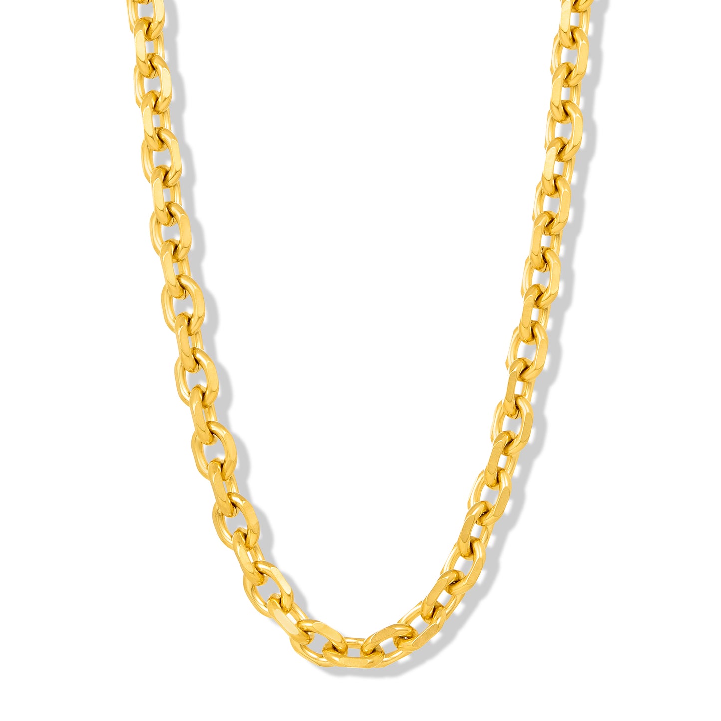 Invicta Jewelry Men's Knife Edge Oval Link Chain Gold Necklace