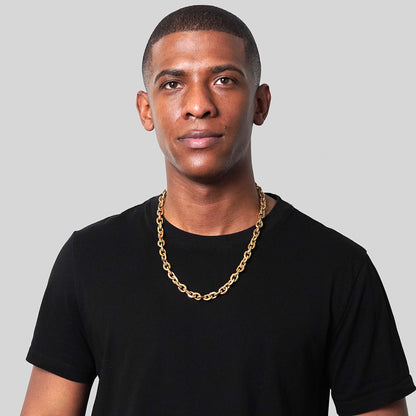 Invicta Jewelry Men's Knife Edge Oval Link Chain Gold Necklace