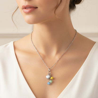 ELYA Women's Colorful Beads Heart Drop Steel Necklace - 17"
