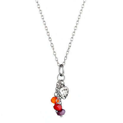 ELYA Women's Colorful Beads Heart Drop Steel Necklace - 17"