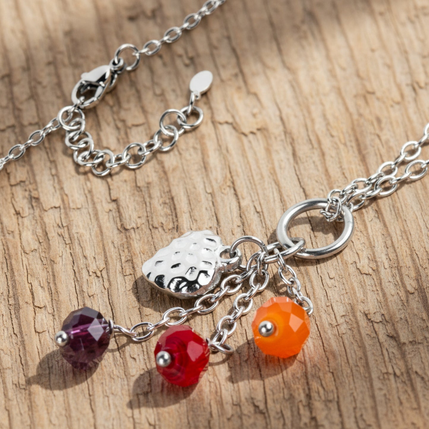 ELYA Women's Colorful Beads Heart Drop Steel Necklace - 17"