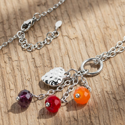ELYA Women's Colorful Beads Heart Drop Steel Necklace - 17"