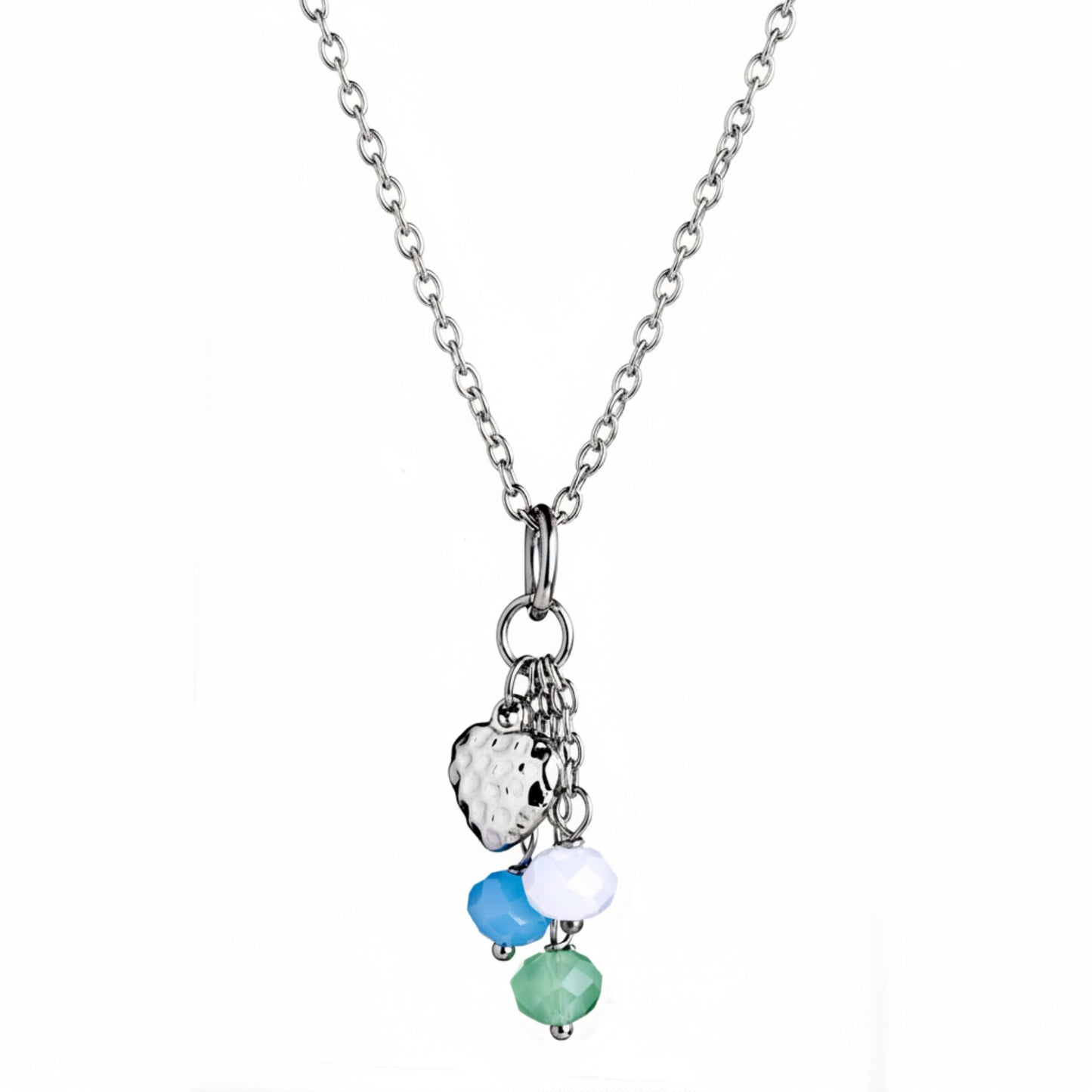 ELYA Women's Colorful Beads Heart Drop Steel Necklace - 17"
