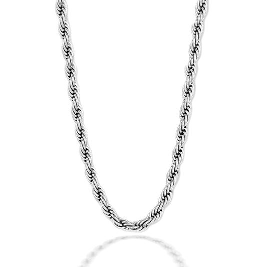 Men's Stainless Steel Polished Rope Chain Necklace