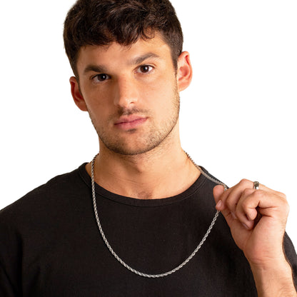 Men's Stainless Steel Polished Rope Chain Necklace