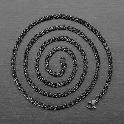 Men's Black Plated Stainless Steel Polished Spiga Chain Necklace