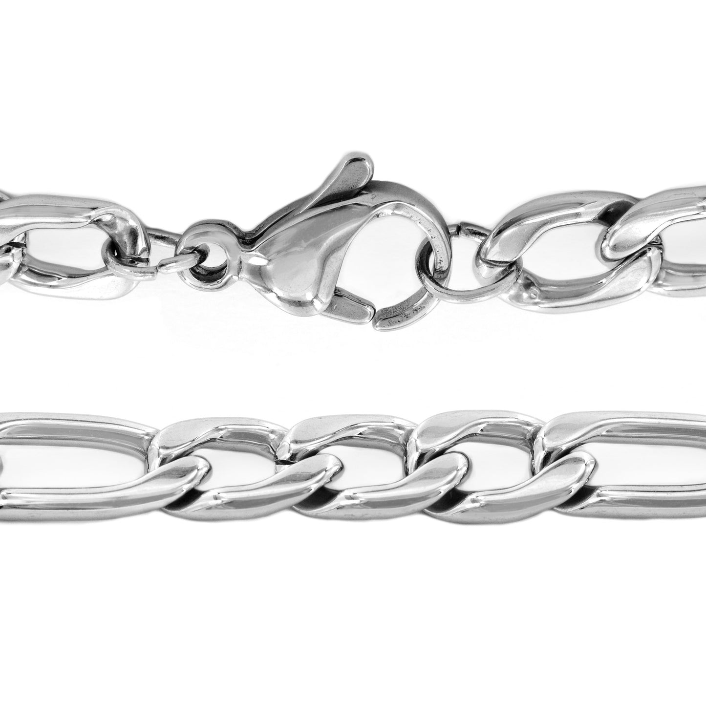 Men's Stainless Steel Polished Figaro Chain Necklace