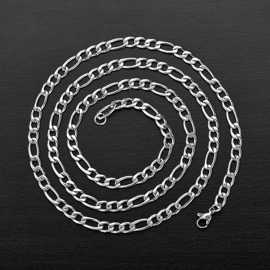 Men's Stainless Steel Polished Figaro Chain Necklace