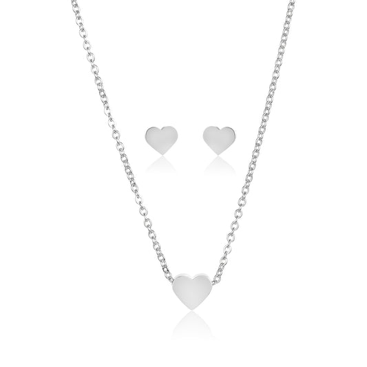 ELYA Heart Shaped Necklace and Earrings Jewelry Set