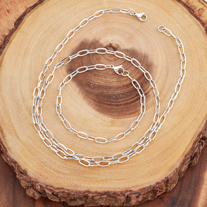 ELYA Flat Square Medium 5mm Paperclip Chain Necklace - 28"
