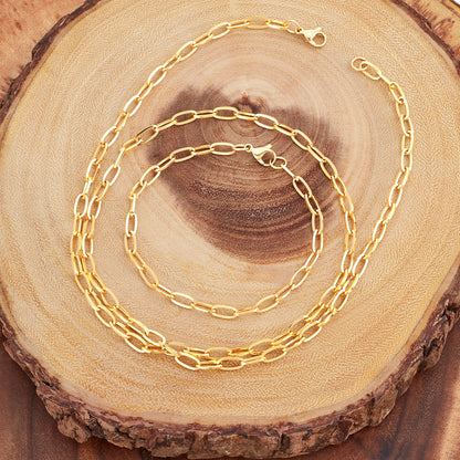 ELYA Flat Square Medium 5mm Paperclip Chain Necklace - 28"