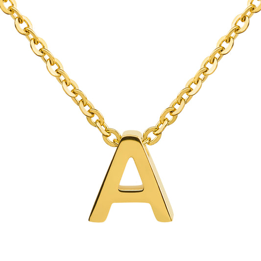 ELYA Women's Polished 18k Gold Overlay Initial Steel Necklace
