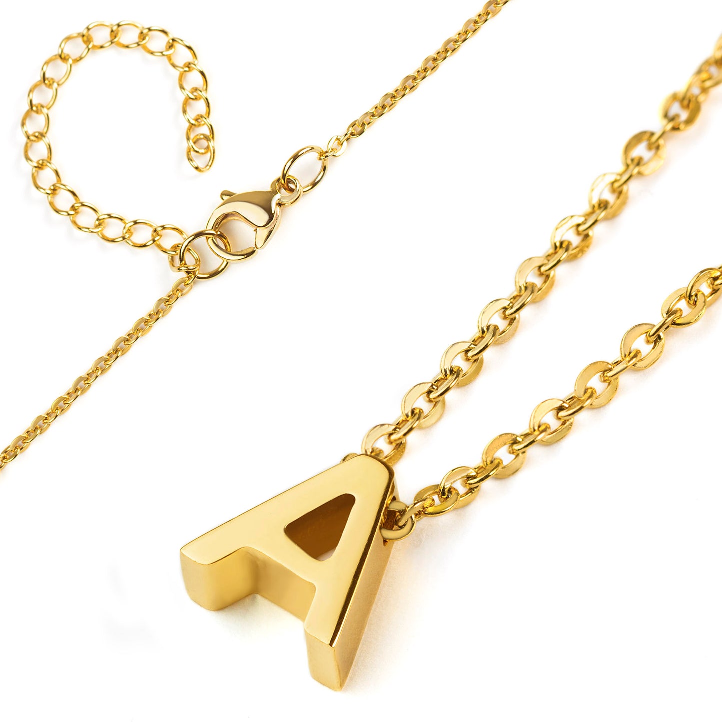 ELYA Women's Polished 18k Gold Overlay Initial Steel Necklace