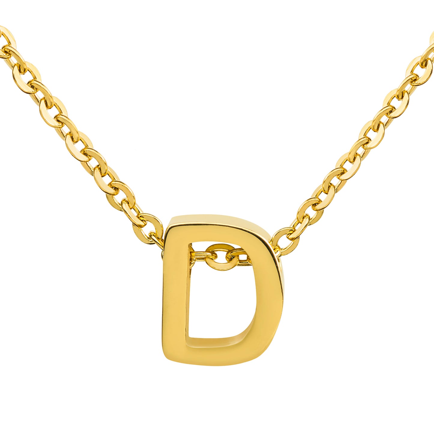 ELYA Women's Polished 18k Gold Overlay Initial Steel Necklace