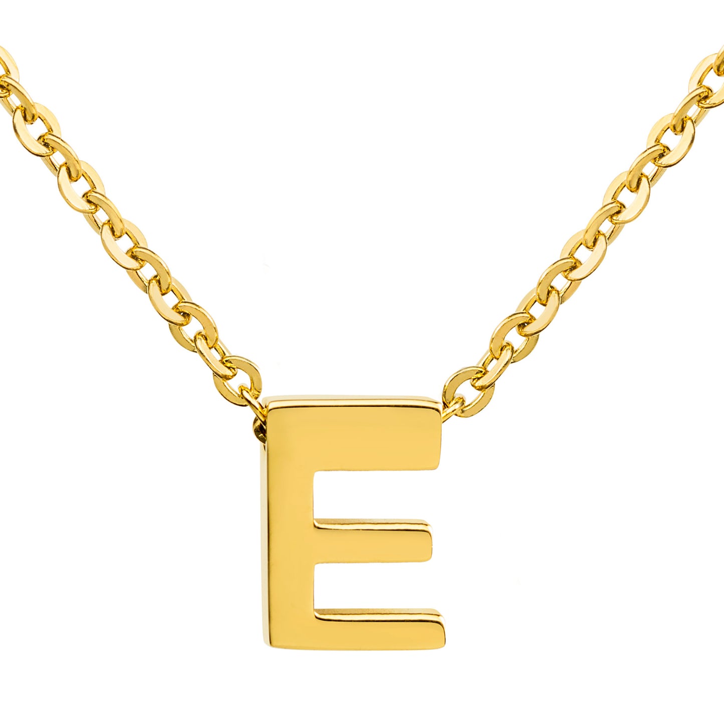 ELYA Women's Polished 18k Gold Overlay Initial Steel Necklace