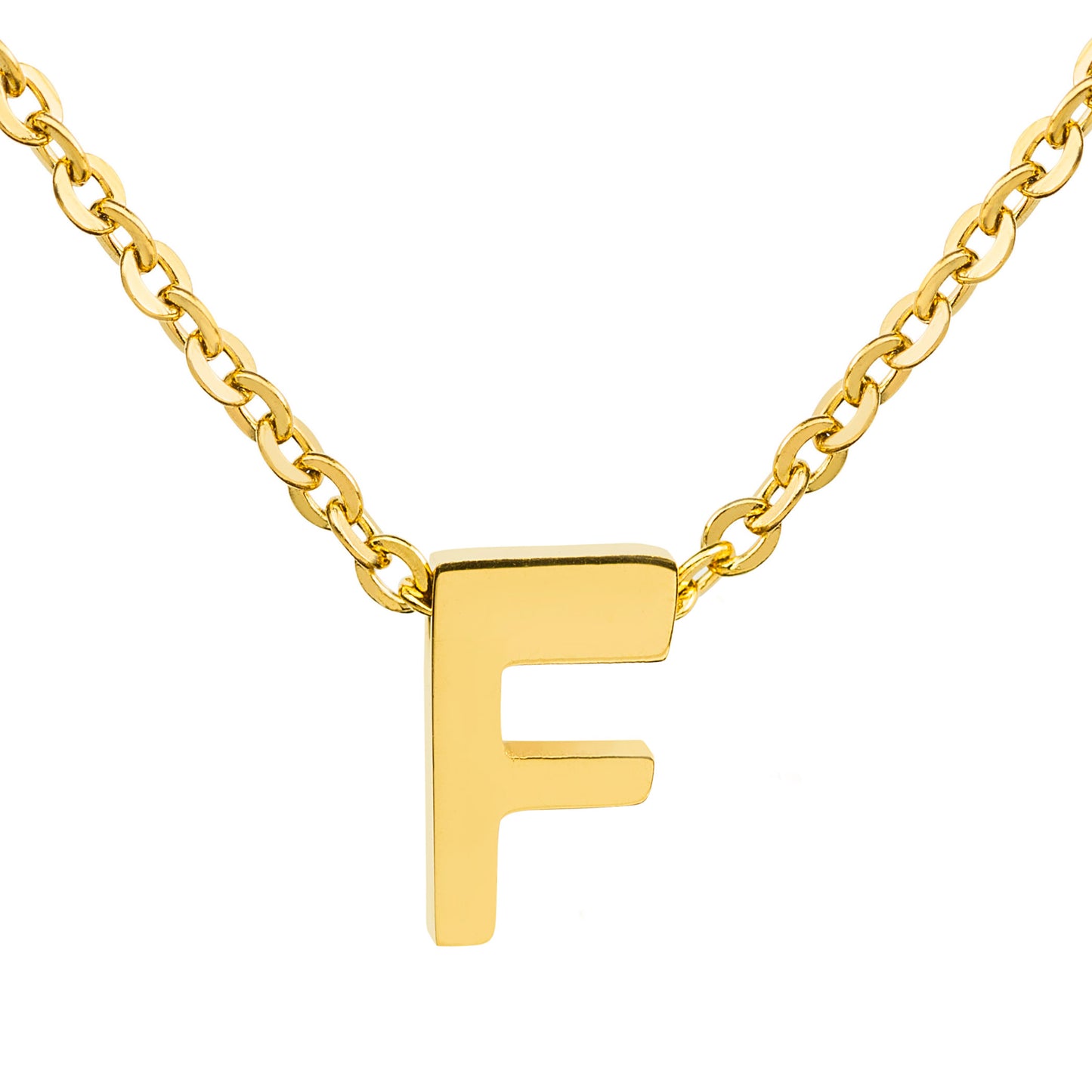 ELYA Women's Polished 18k Gold Overlay Initial Steel Necklace