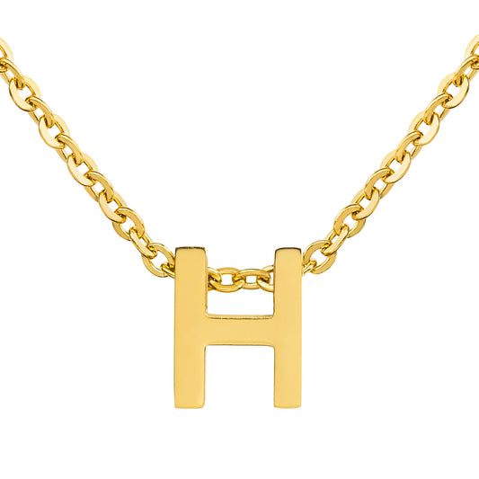 ELYA Women's Polished 18k Gold Overlay Initial Steel Necklace