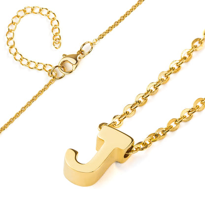 ELYA Women's Polished 18k Gold Overlay Initial Steel Necklace