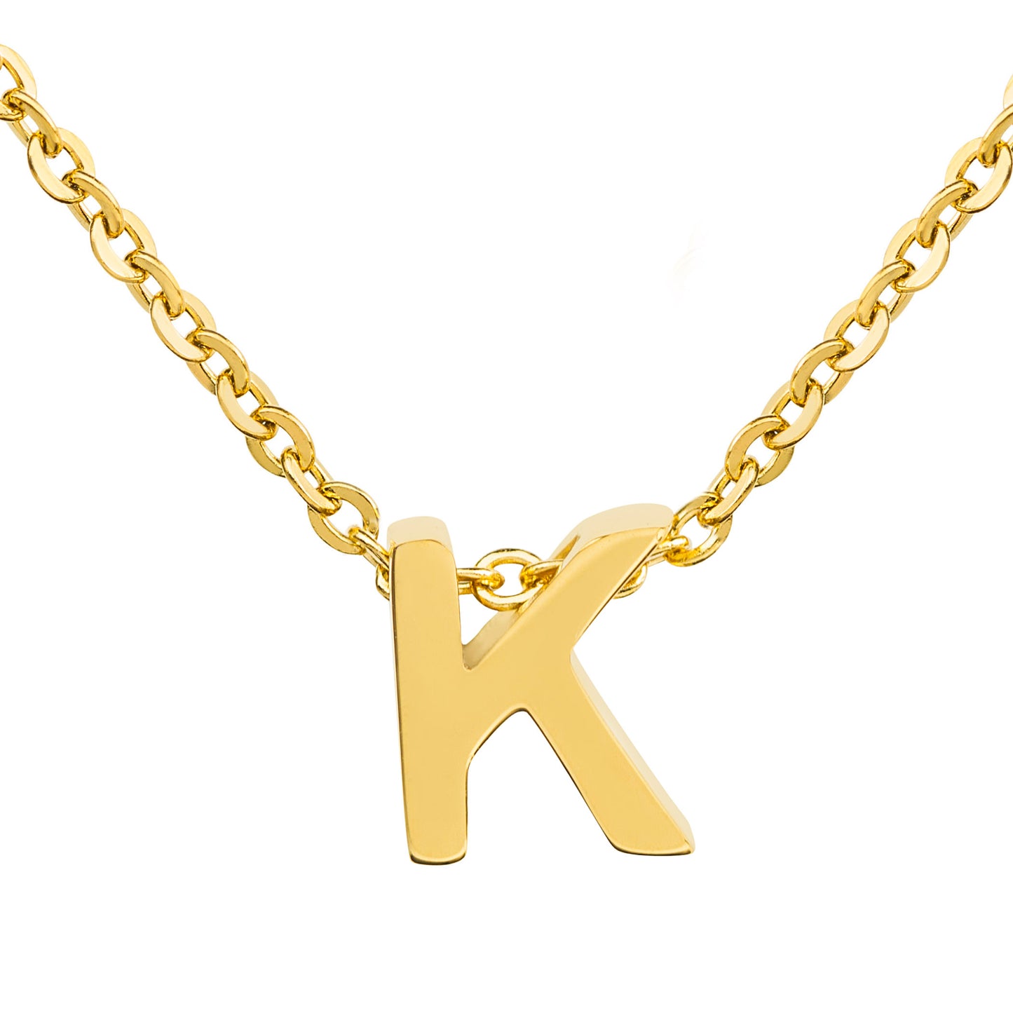 ELYA Women's Polished 18k Gold Overlay Initial Steel Necklace