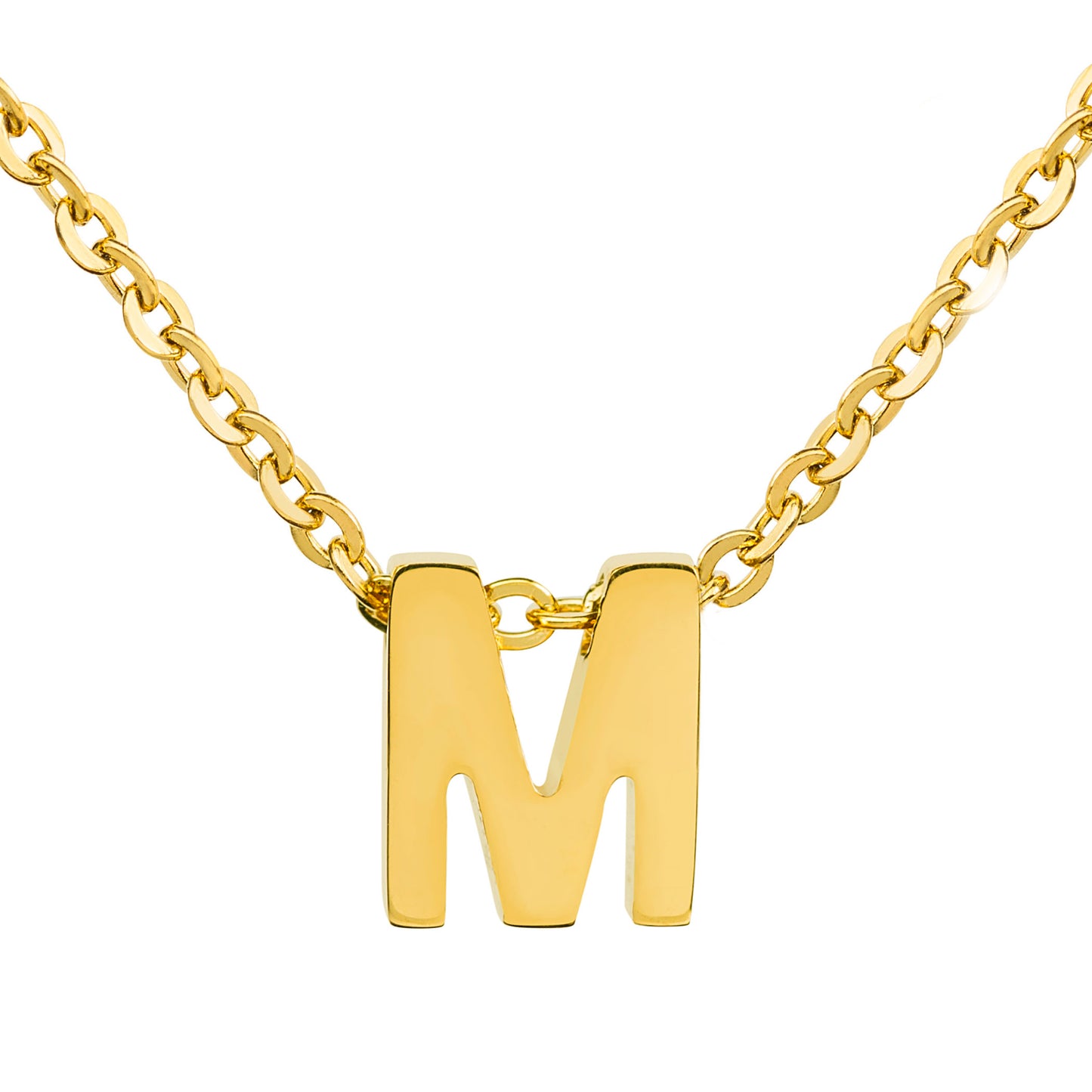 ELYA Women's Polished 18k Gold Overlay Initial Steel Necklace