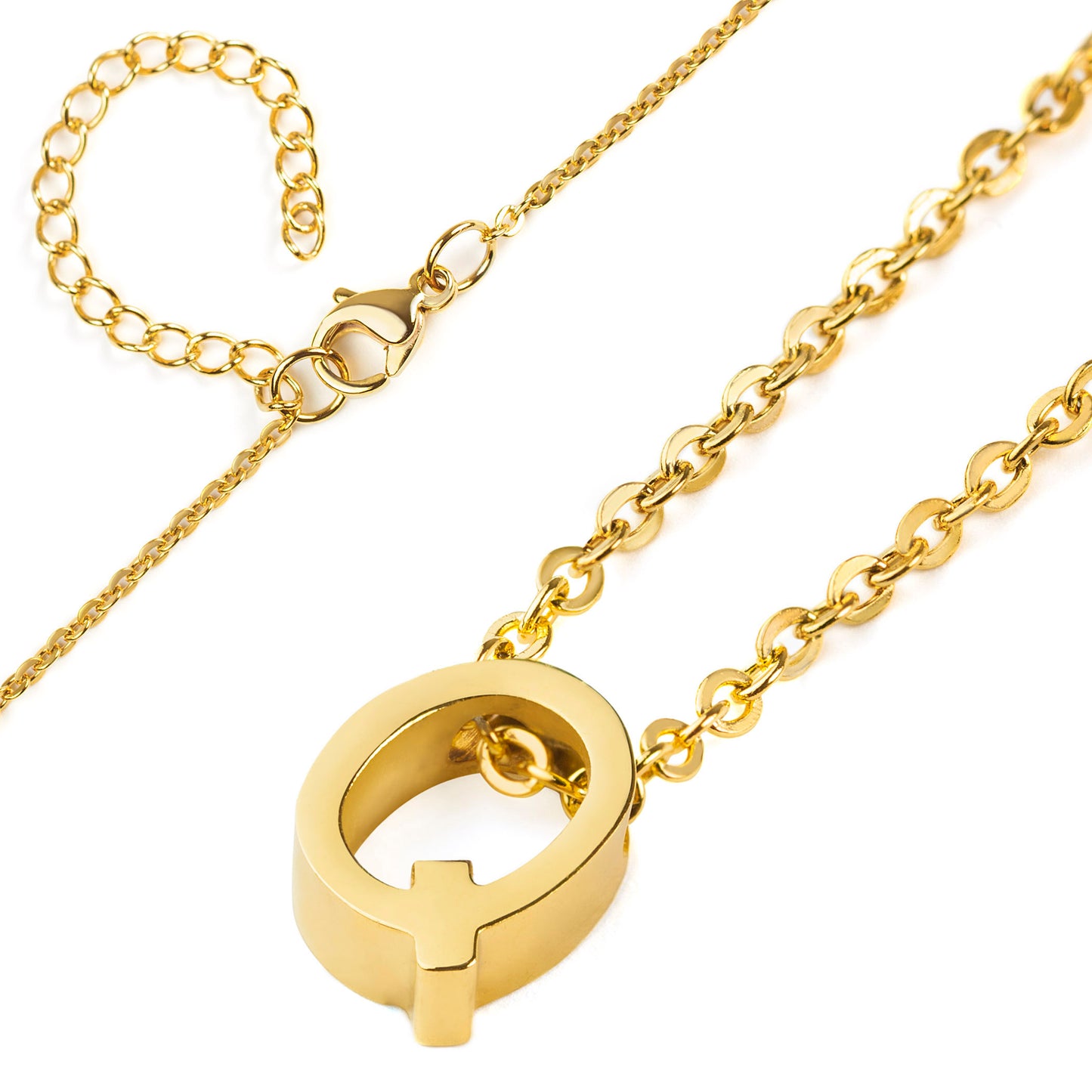 ELYA Women's Polished 18k Gold Overlay Initial Steel Necklace