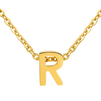 ELYA Women's Polished 18k Gold Overlay Initial Steel Necklace