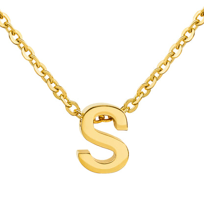 ELYA Women's Polished 18k Gold Overlay Initial Steel Necklace