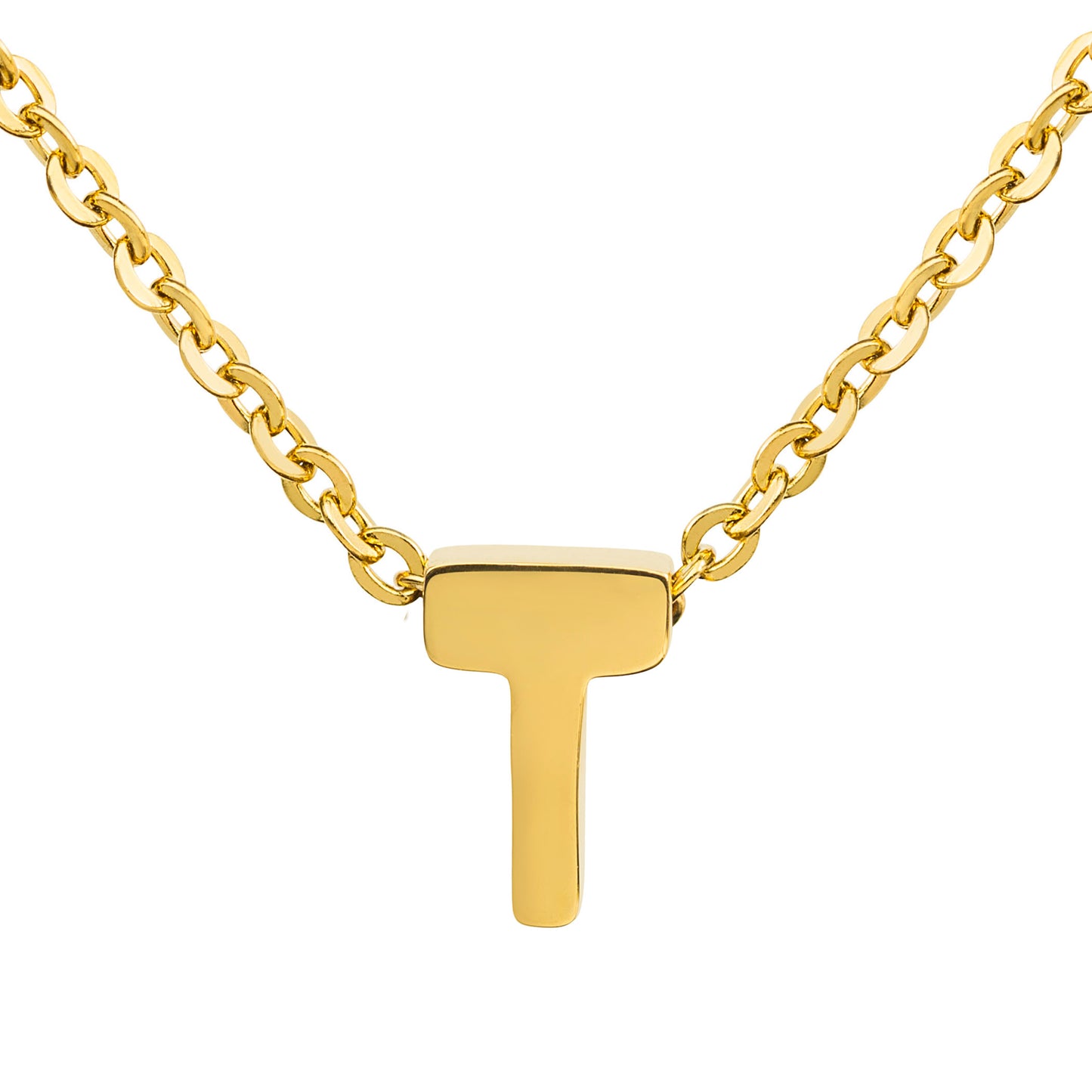 ELYA Women's Polished 18k Gold Overlay Initial Steel Necklace
