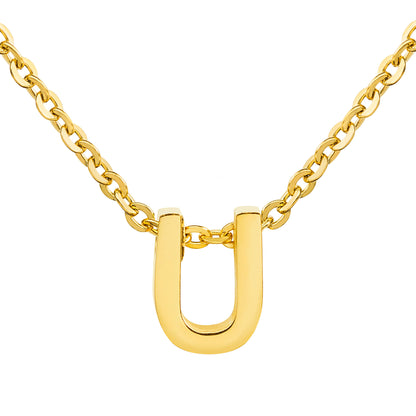ELYA Women's Polished 18k Gold Overlay Initial Steel Necklace