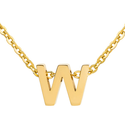 ELYA Women's Polished 18k Gold Overlay Initial Steel Necklace