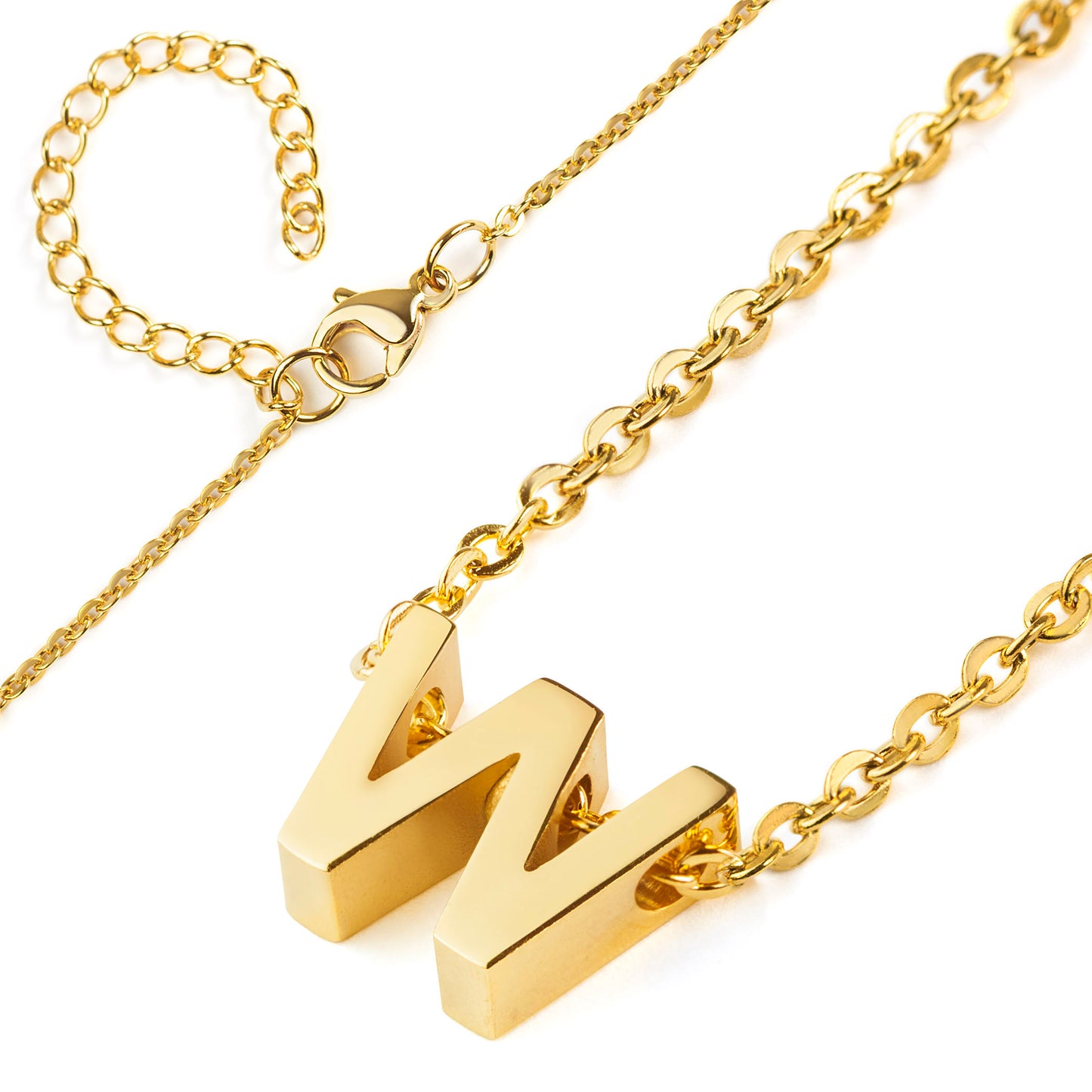 ELYA Women's Polished 18k Gold Overlay Initial Steel Necklace