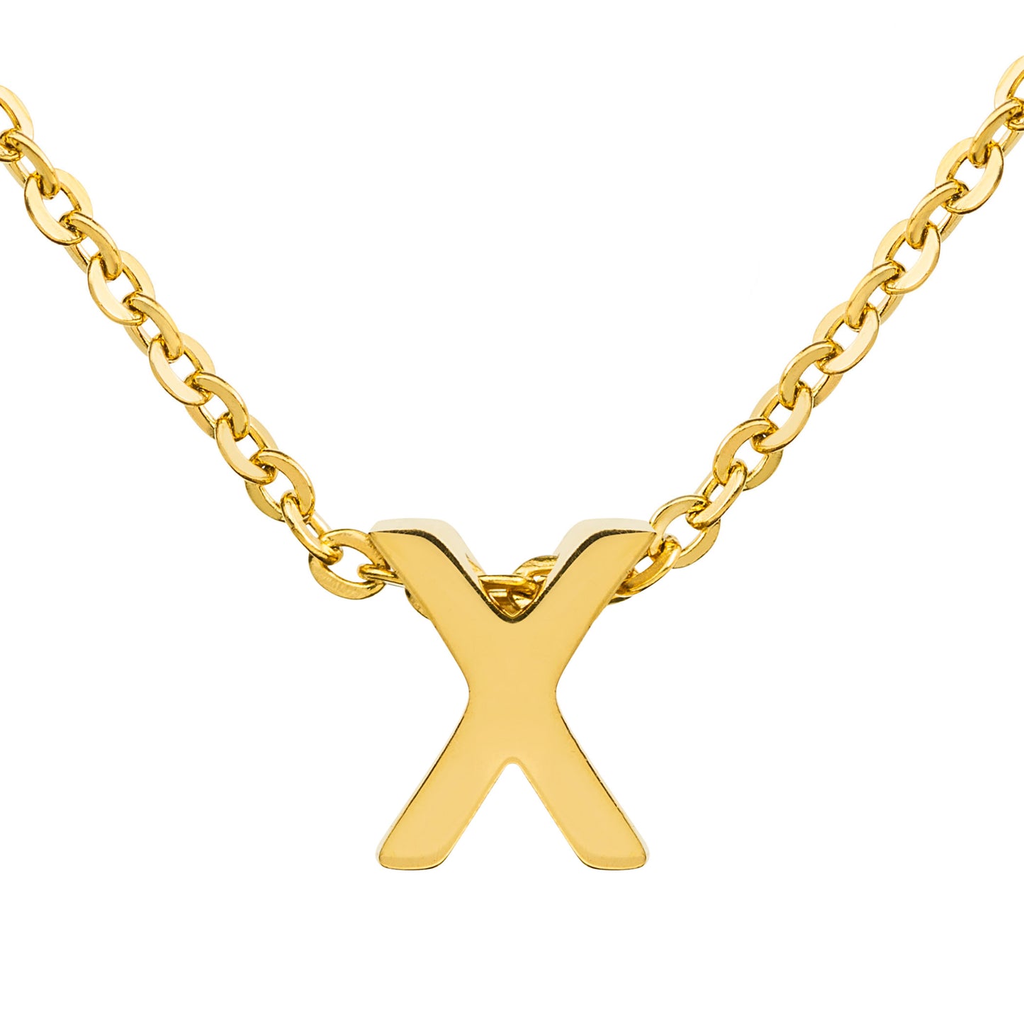 ELYA Women's Polished 18k Gold Overlay Initial Steel Necklace