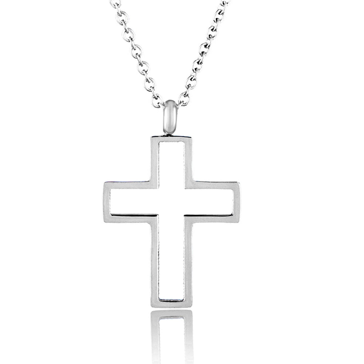 ELYA Women's Polished Open Cross Stainless Steel Necklace