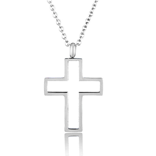 ELYA Women's Polished Open Cross Stainless Steel Necklace