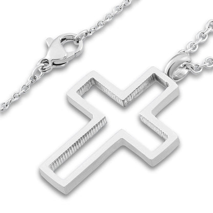 ELYA Women's Polished Open Cross Stainless Steel Necklace