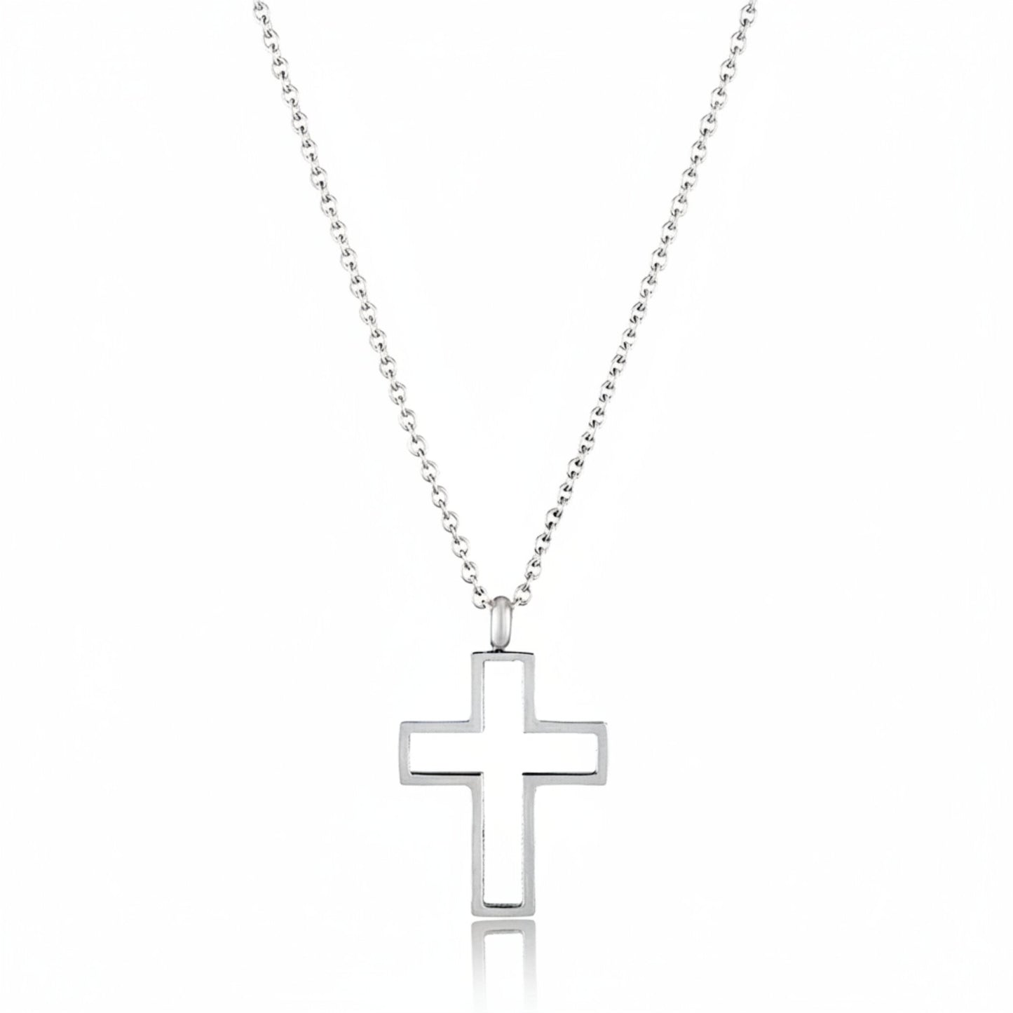 ELYA Women's Polished Open Cross Stainless Steel Necklace