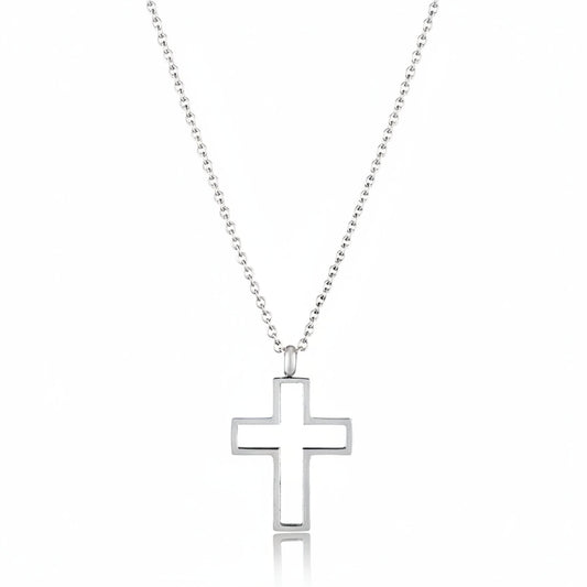 ELYA Women's Polished Open Cross Stainless Steel Necklace