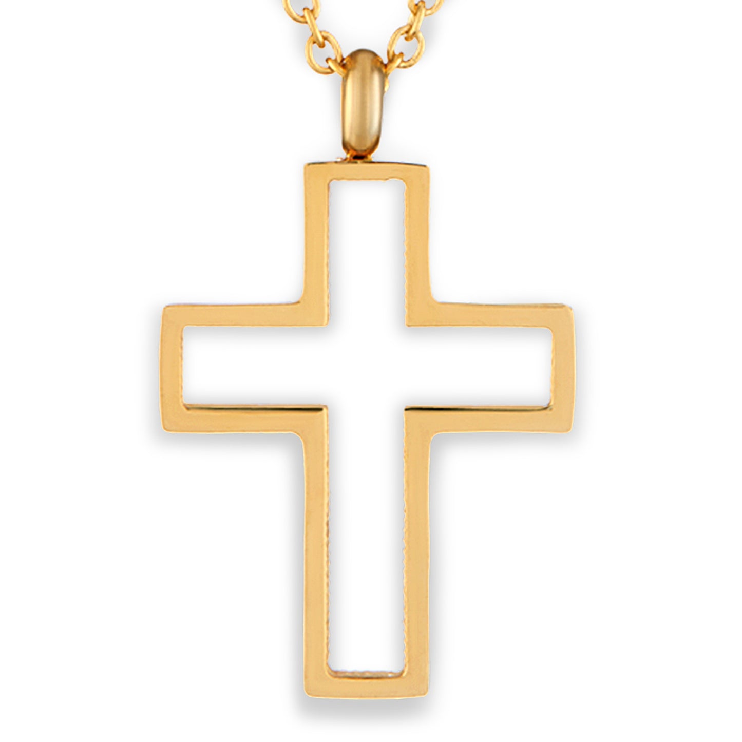 ELYA Women's Polished Open Cross Stainless Steel Necklace