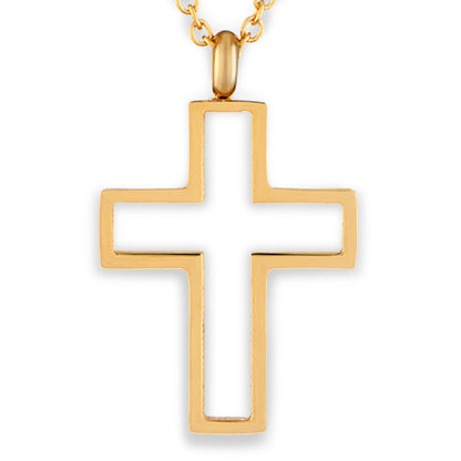 ELYA Women's Polished Open Cross Stainless Steel Necklace