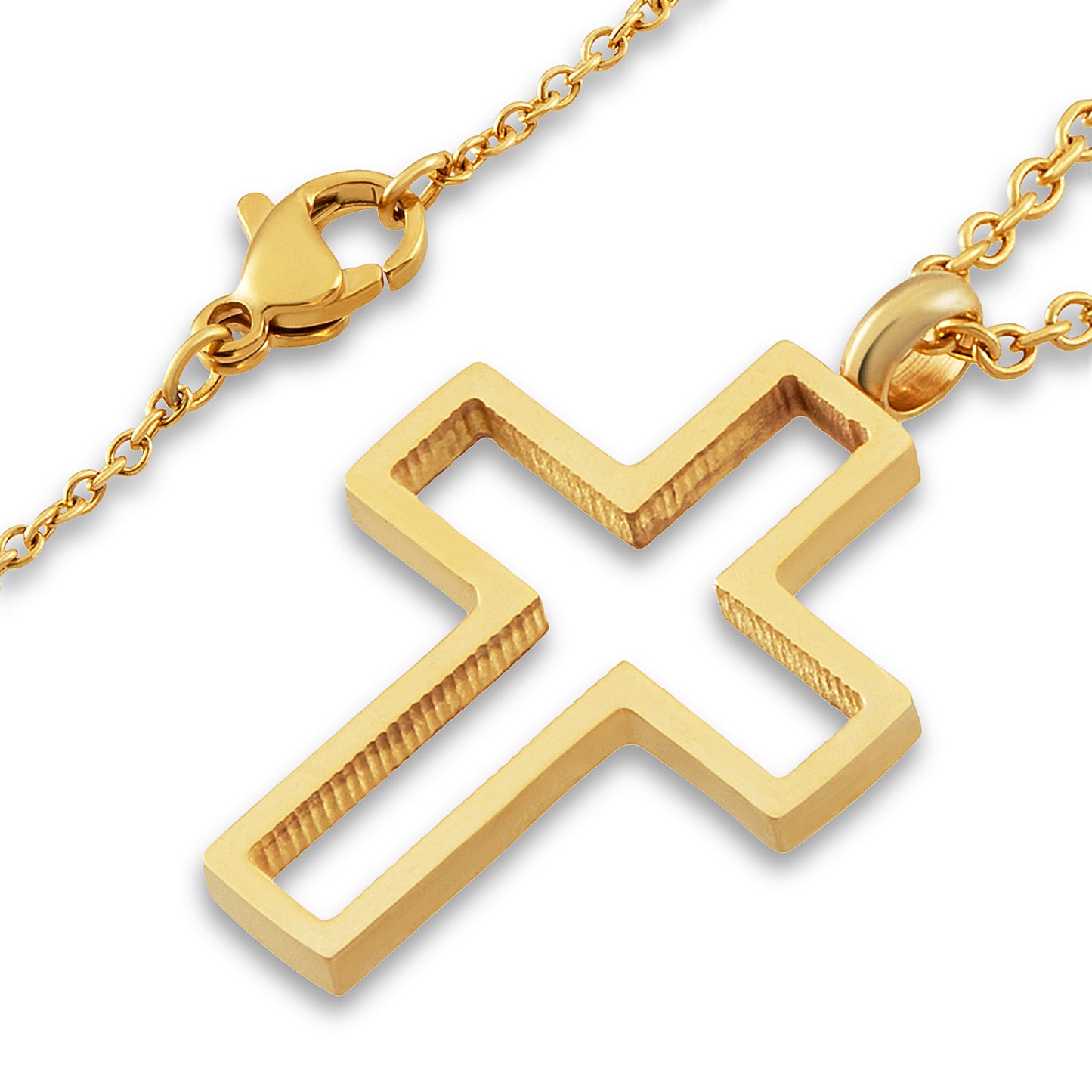 ELYA Women's Polished Open Cross Stainless Steel Necklace
